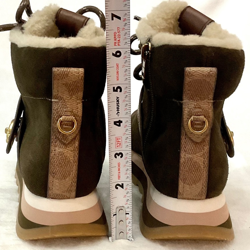 Coach Fatigue Leather  Suede and Signature Canvas Ankle Booties Sz 6B - Picture 7 of 14